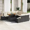 Image de Ensemble de Canapé de Jardin 9 Pièces avec Coussins Noir Poly Rotin