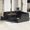 Image de Salon de jardin Vidaxl rotin noir 9 pieces 2 personnes