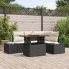 Image de Set de Canapé de Jardin 5 Pièces avec Coussins Noir Rattan Poly