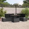Image de Ensemble de Canapés de Jardin 6 pièces avec Coussins Rotin Poly Noir