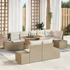Image de vidaXL Ensemble de canapé de jardin 9 pcs Beige Poly rotin, Ensemble de canapé de jardin moderne, rectangulaire 3358717