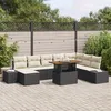Image de Ensemble de canapé de jardin de 9 pièces avec coussins en poly rattan noir