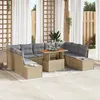 Image de vidaXL Ensemble de canapé de jardin 10 pcs Beige Poly rotin, Jardin et Terrasse, Canapé Moderne, Meubles de Patio, Rangement 3358744