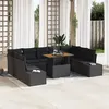 Image de Ensemble de canapés de jardin 10 pièces avec coussins noir rotin poly