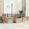Image de vidaXL Ensemble de canapé de jardin 6 pièces avec coussins en rotin poly beige 3358774