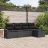 Image de Ensemble de 5 Canapés de Jardin avec Coussins Noir Rattan Poly