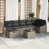 Image de Salon de jardin modulable vidaxl rotin gris 8 pieces 55 x 55 cm 7 personnes