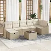 Image de Ensemble de canapé de jardin 8 pièces avec coussins Beige Poly Rattan