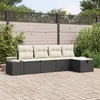 Image de Ensemble de 5 Canapés de Jardin avec Coussins Noir Rattan Synthétique