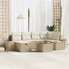 Image de Ensemble de canapé de jardin 7 pièces avec coussins Beige Poly Rattan