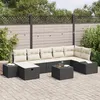 Image de Ensemble de canapé de jardin 8 pièces avec coussins en rotin synthétique noir