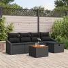 Image de Ensemble de Canapé de Jardin 6 Pièces avec Coussins Noir Poly Rattan