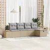 Image de Ensemble de 5 Pièces de Canapé de Jardin avec Coussins Beige Poly Rattan