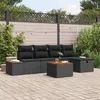 Image de vidaXL Ensemble de canapé de jardin de 6 pièces avec coussins noir Rattan Poly 3359625