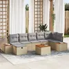 Image de Ensemble de canapé de jardin 8 pièces avec coussins beige poly rotin
