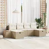 Image de Ensemble de Canapés de Jardin de 6 Pièces avec Coussins Beige Poly Rattan