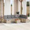 Image de Ensemble de 9 Canapés de Jardin avec Coussins Beige Poly Rotin