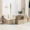 Image de vidaXL Ensemble de canapés de jardin à 7 pièces avec coussins Beige Poly Rattan 3359678