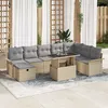 Image de Ensemble de 9 Canapés de Jardin avec Coussins Beige Poly Rotin