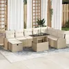 Image de Ensemble de Sofa de Jardin de 9 pièces avec Coussins Beige en Rattan Poly