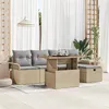 Image de vidaXL Ensemble de canapé de jardin de 6 pièces avec coussins beige en rotin poly 3359906