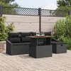 Image de Ensemble de Canapés de Jardin 6 pièces avec Coussins Noir Poly Rattan