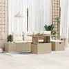 Image de Ensemble de canapés de jardin 6 pièces avec coussins Beige Poly Rotin