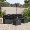 Image de Ensemble Canapé Jardin 6 Pièces avec Coussins Noir Poly Rotin, Canapé Jardin 2 Places avec Rangement & Coussins Noir Poly Rotin