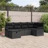 Image de Ensemble de Canapé de Jardin 6 Pièces avec Coussins en Poly Rattan Noir, Canapé de Jardin 2 Places avec Rangement et Coussins e