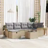 Image de Ensemble de canapé de jardin 7 pièces avec coussins beige poly rotin vidaXL, Canapé de jardin 2 places avec rangement et coussi
