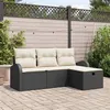 Image de Ensemble de Canapé de Jardin de 4 Pièces avec Coussins Noir Poly Rattan 3360378