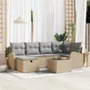 Image de Canapés de jardin 7 pièces avec coussins Beige Rattan synthétique, Canapé de jardin 2 places avec rangement et coussins 3360421
