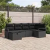 Image de Canapé de jardin 6 pièces avec coussins en Rotin Poly Noir, Canapé de jardin 2 places avec rangement et coussins en Rotin Poly