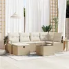 Image de Ensemble de canapé de jardin vidaXL 7 pièces avec coussins Beige Poly Rattan 3360522