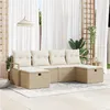 Image de Ensemble de Canapés de Jardin 6 Pièces avec Coussins Beige Rattan Synthétique, Canapé de Jardin 2 Places avec Rangement & Couss