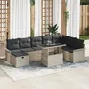Image de Set de Canapé de Jardin 9 Pièces avec Coussins Gris Clair en Rattan Poly, Canapé de Jardin 2 Places avec Rangement & 3361031