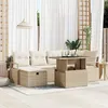 Image de Ensemble de canapé de jardin 7 pièces vidaXL avec coussins beige poly rattan 3361130