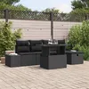 Image de Ensemble de 6 canapés de jardin avec coussins en noir poly rattan