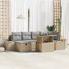Image de Ensemble de canapé de jardin 7 pièces avec coussins beige en poly rattan
