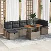 Image de Canapé de Jardin 8 Pièces avec Coussins Gris Rattan Poly 3361251