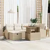 Image de Set de canapé de jardin vidaXL 7 pièces avec coussins en poly rotin beige, Canapé de jardin 2 places vidaXL avec rangement 3361302