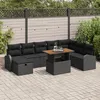 Image de Ensemble de 9 Pièces de Canapé de Jardin avec Coussins en Rotin Poly Noir