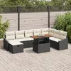 Image de Salon de jardin modulable Vidaxl rotin noir 9 pieces 8 personnes