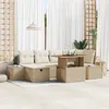 Image de vidaXL Ensemble de Salle à Manger de Jardin 7 Pièces avec Coussins Beige Rattan Poly Acacia 3361386