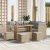 Image de Salon de jardin modulable vidaxl 2 personnes 9 pieces beige 110 x 55 x 110 cm rotin