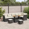 Image de Ensemble de jardin vidaXL 9 pièces avec coussins Noir Poly Rattan Acacia 3361505