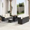 Image de Ensemble de Canapé de Jardin 9 Pièces avec Coussins Rattan Poly Noir Acacia 3361570