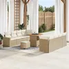 Image de vidaXL Ensemble de canapé de jardin 11 pièces avec coussins beiges en poly rattan et acacia. Parfait pour 5 personnes 3361586