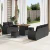 Image de Ensemble de canapé de jardin 8 pièces avec coussins Rattan Poly Noir Acacia 3361814