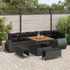 Image de Ensemble Canapés de Jardin 9 Pièces avec Coussins, Acacia Poly Rattan Noir, Ensemble Salle à Manger Jardin 3 Pièces 3361884